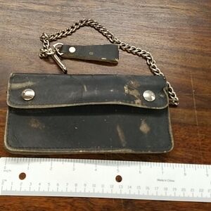 Leather Motorcycle Change Wallet Rough Condition 7.5" x 4"